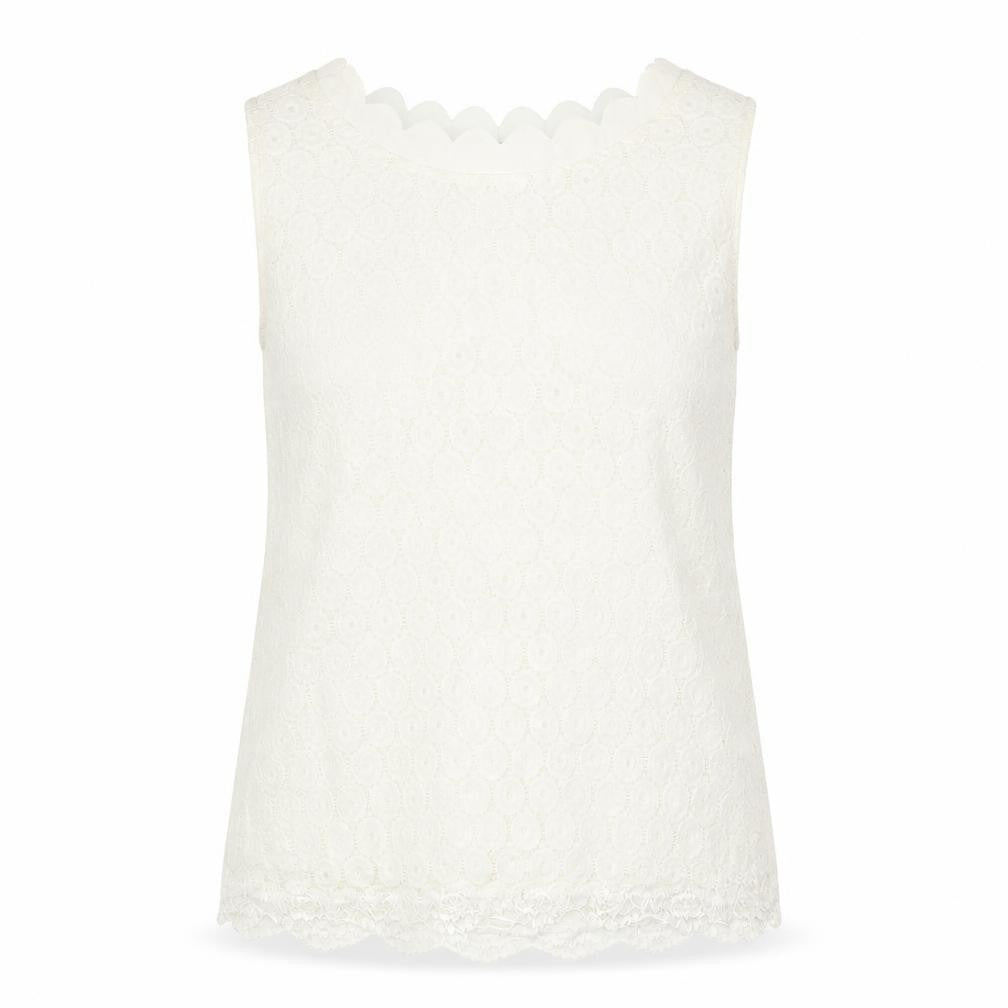 Front view of Marc Angelo Women Ivory Lace Sleeveless Blouse, size 10