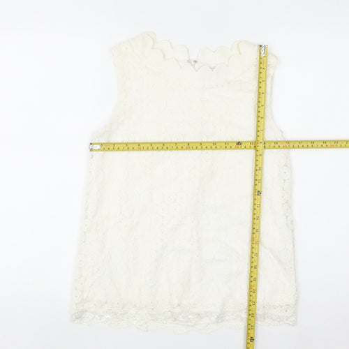 Marc Angelo Women Ivory Lace Sleeveless Blouse Size 10