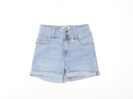 New Look Women Blue Size 8 Petite High Waist Denim Hot Pants