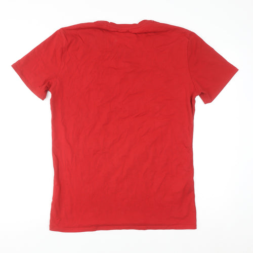 Guess Men's Red Logo Slim Fit Crew Neck T-Shirt Size L