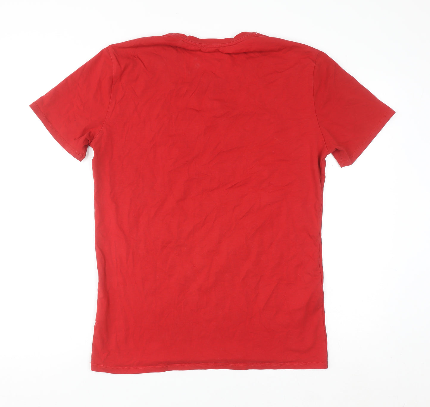 Guess Men's Red Logo Slim Fit Crew Neck T-Shirt Size L