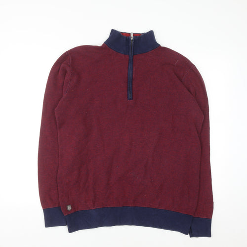 6th Sense Men’s Red Knit 1/2 Zip Cotton Sweatshirt XXL