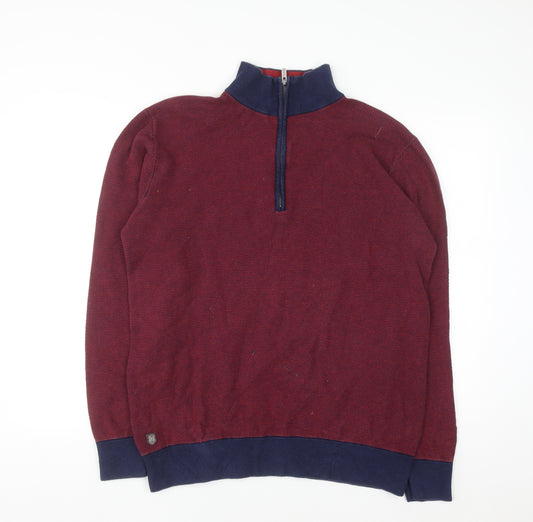 6th Sense Men’s Red Knit 1/2 Zip Cotton Sweatshirt XXL