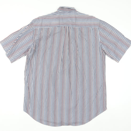 Kellerman Men's Multicoloured Striped Short Sleeve Button-Up Shirt L
