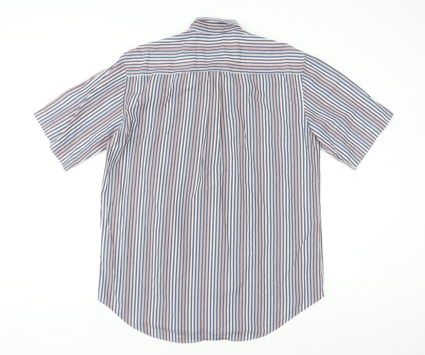 Kellerman Men's Multicoloured Striped Short Sleeve Button-Up Shirt L