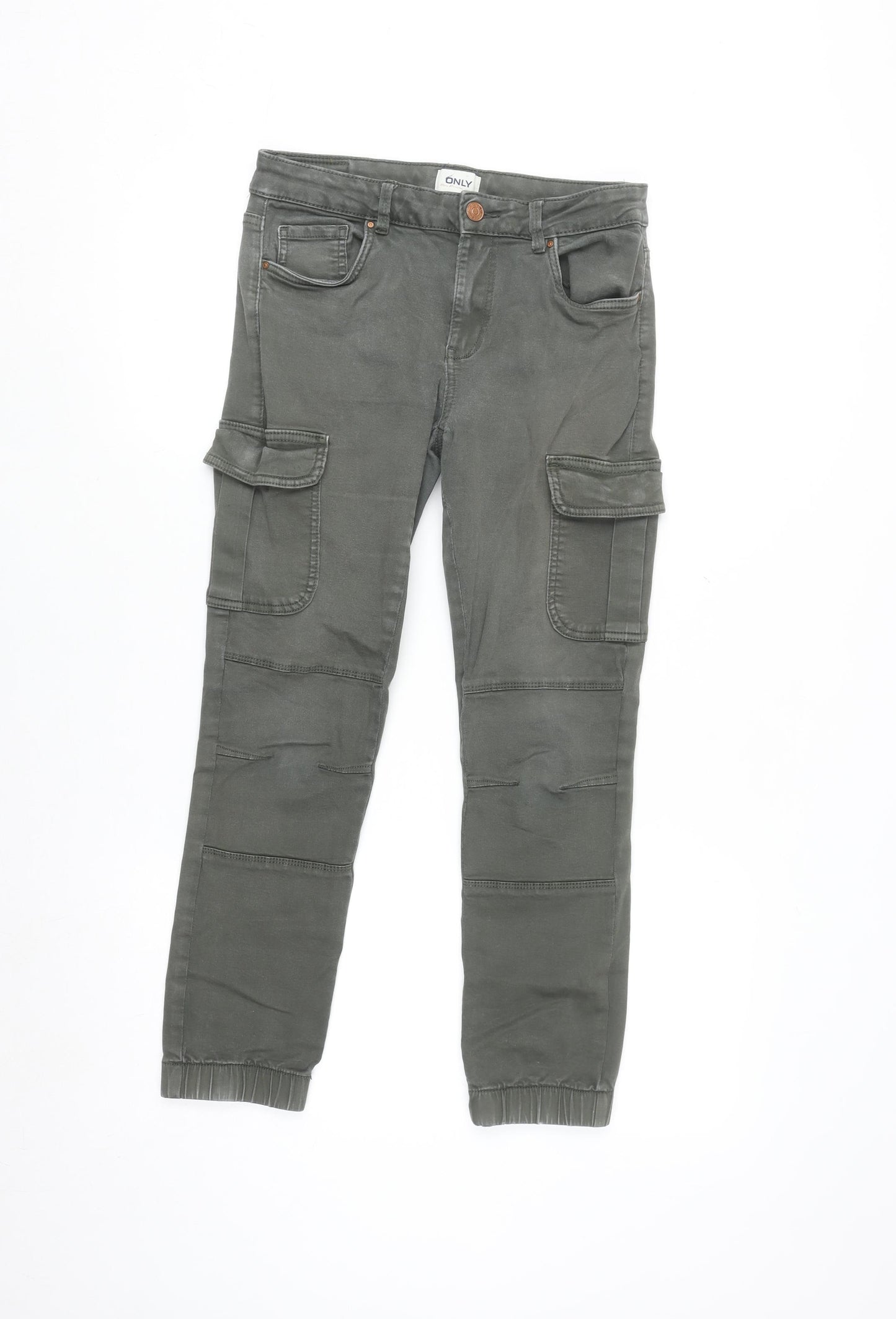 ONLY Boys Green Cargo Trousers 10 Years Regular Fit Cotton Twill