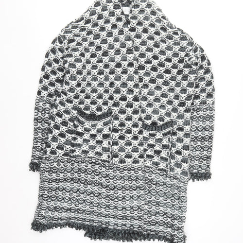 Savida Women's Black & White Chunky Knit Cardigan M