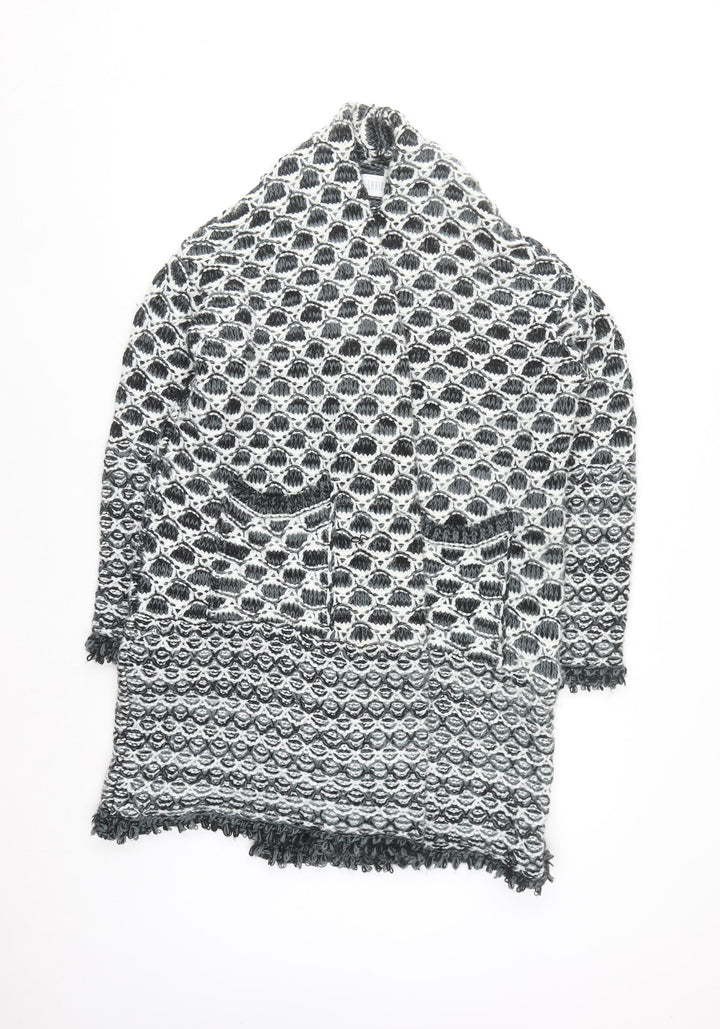 Savida Women's Black & White Chunky Knit Cardigan M