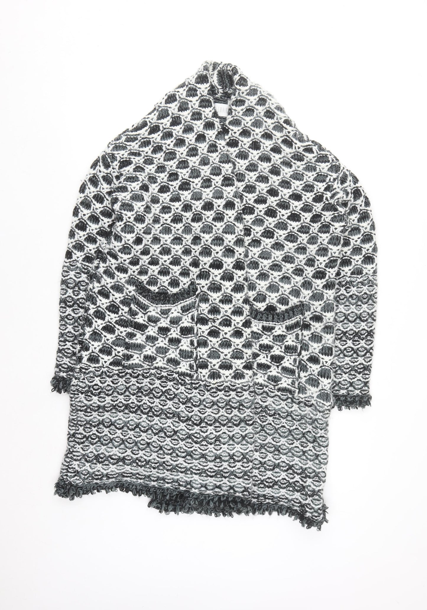 Savida Women's Black & White Chunky Knit Cardigan M