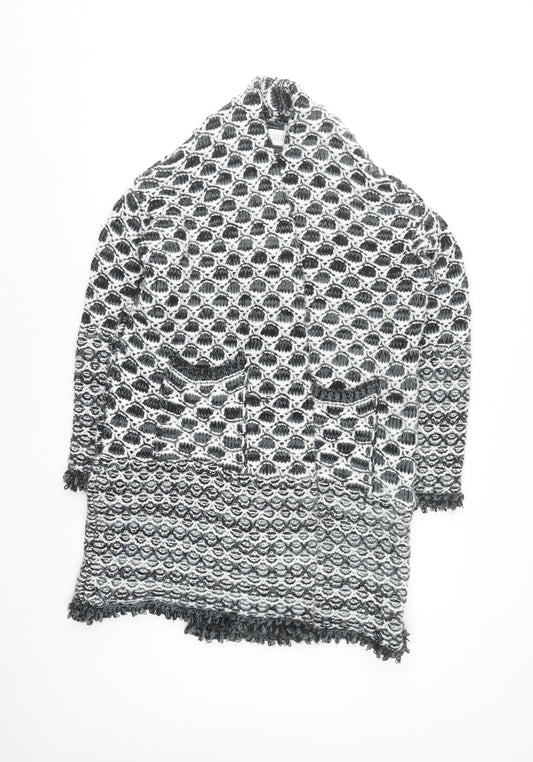 Savida Women's Black & White Chunky Knit Cardigan M