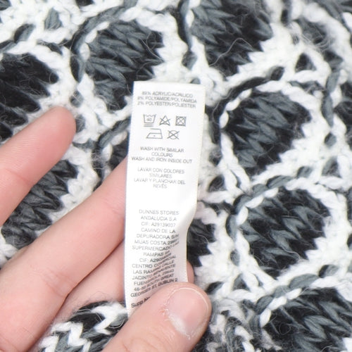 Savida Women's Black & White Chunky Knit Cardigan M