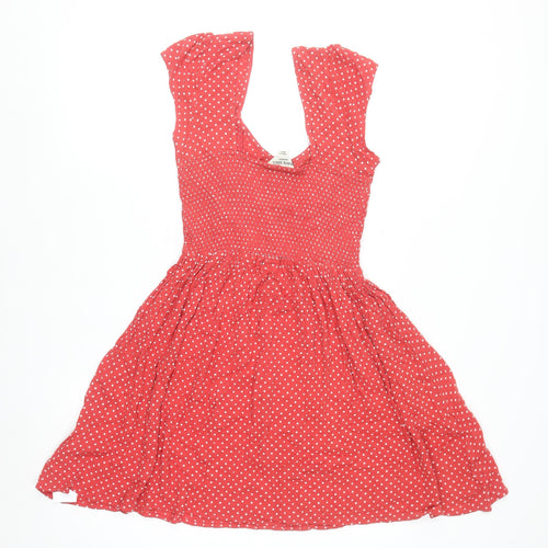 Brave Soul Women Red Polka Dot Short Skater Dress XS