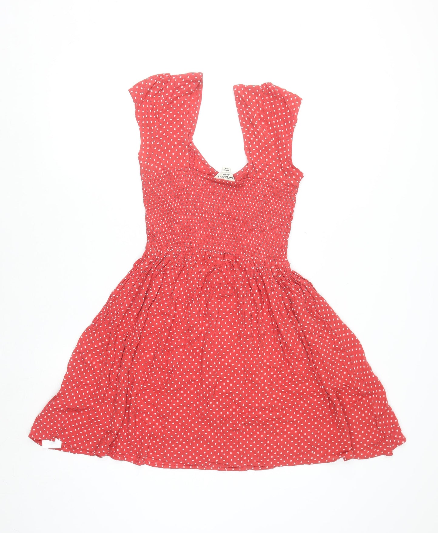 Brave Soul Women Red Polka Dot Short Skater Dress XS