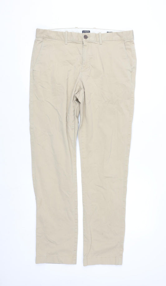 J.Crew Men's Beige Chino Trousers Flex W34 L34 Cotton Stretch