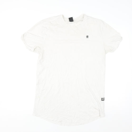 G-Star RAW Men's White Crew Neck Short Sleeve Cotton T-Shirt Size M