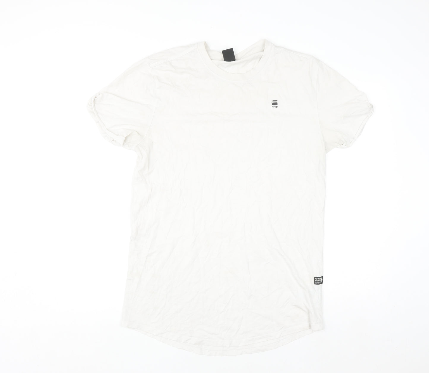 G-Star RAW Men's White Crew Neck Short Sleeve Cotton T-Shirt Size M