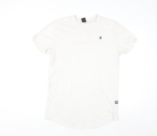 G-Star RAW Men's White Crew Neck Short Sleeve Cotton T-Shirt Size M