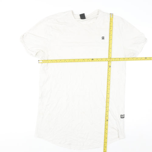 G-Star RAW Men's White Crew Neck Short Sleeve Cotton T-Shirt Size M