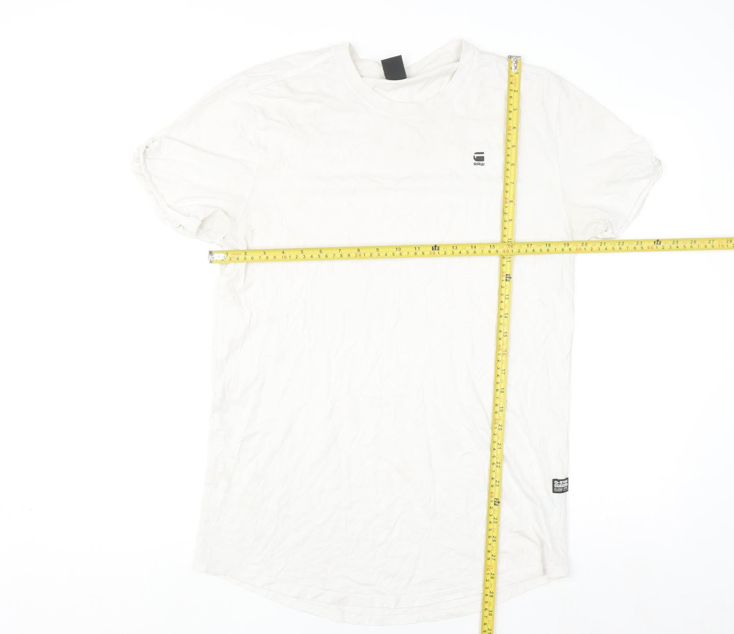 G-Star RAW Men's White Crew Neck Short Sleeve Cotton T-Shirt Size M