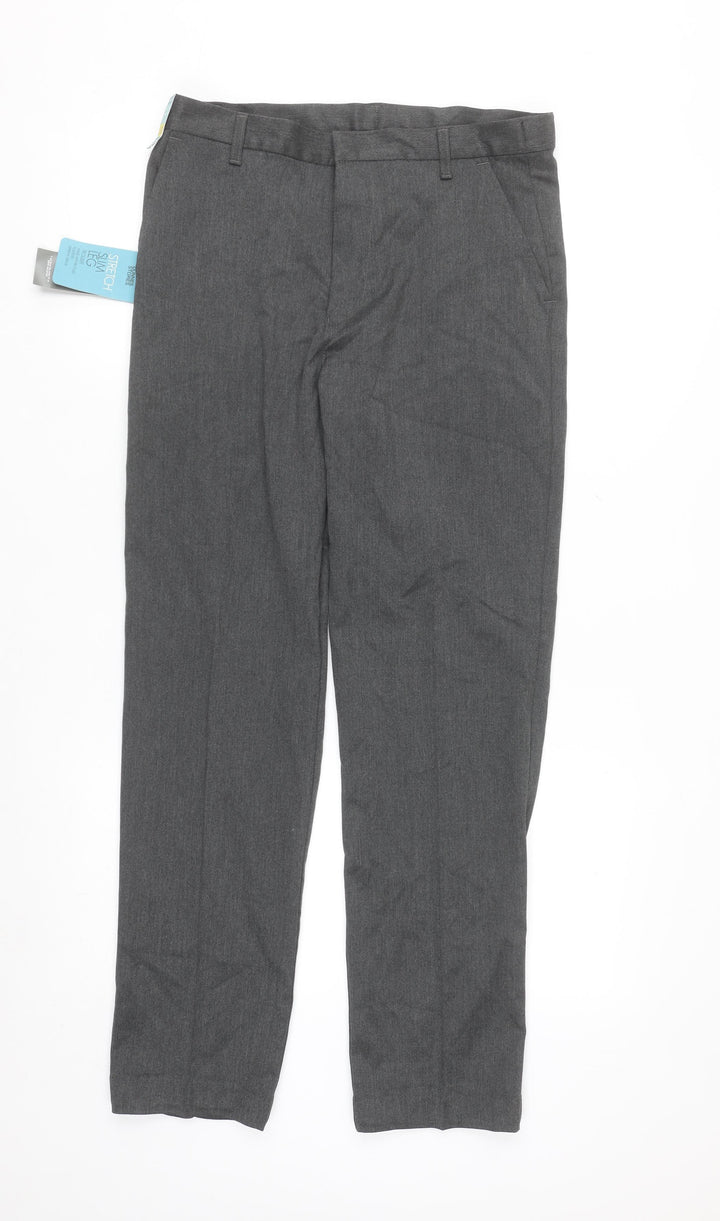 Dunnes Stores Women's Grey Stretch Straight Leg Trousers Size 12