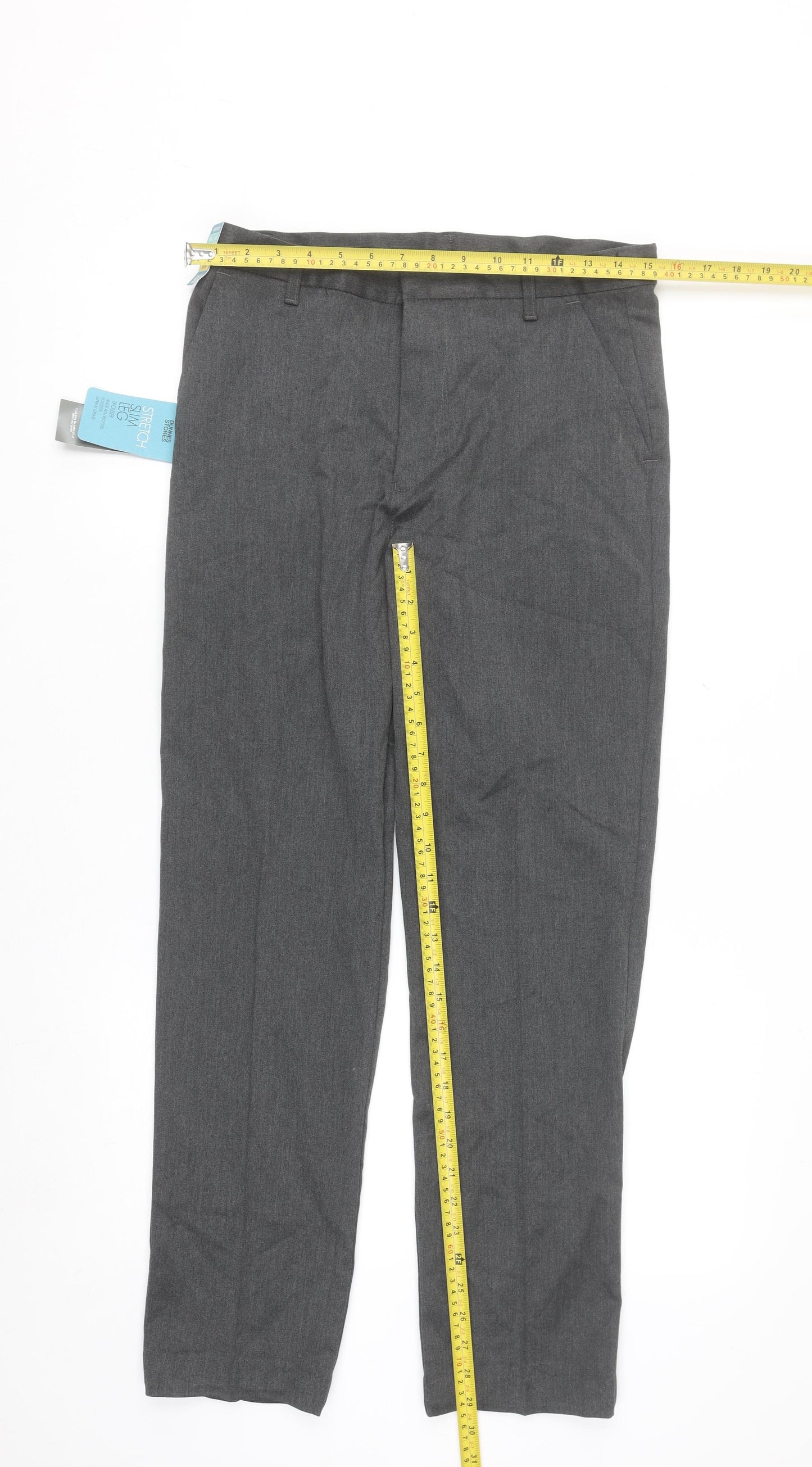 Dunnes Stores Women's Grey Stretch Straight Leg Trousers Size 12
