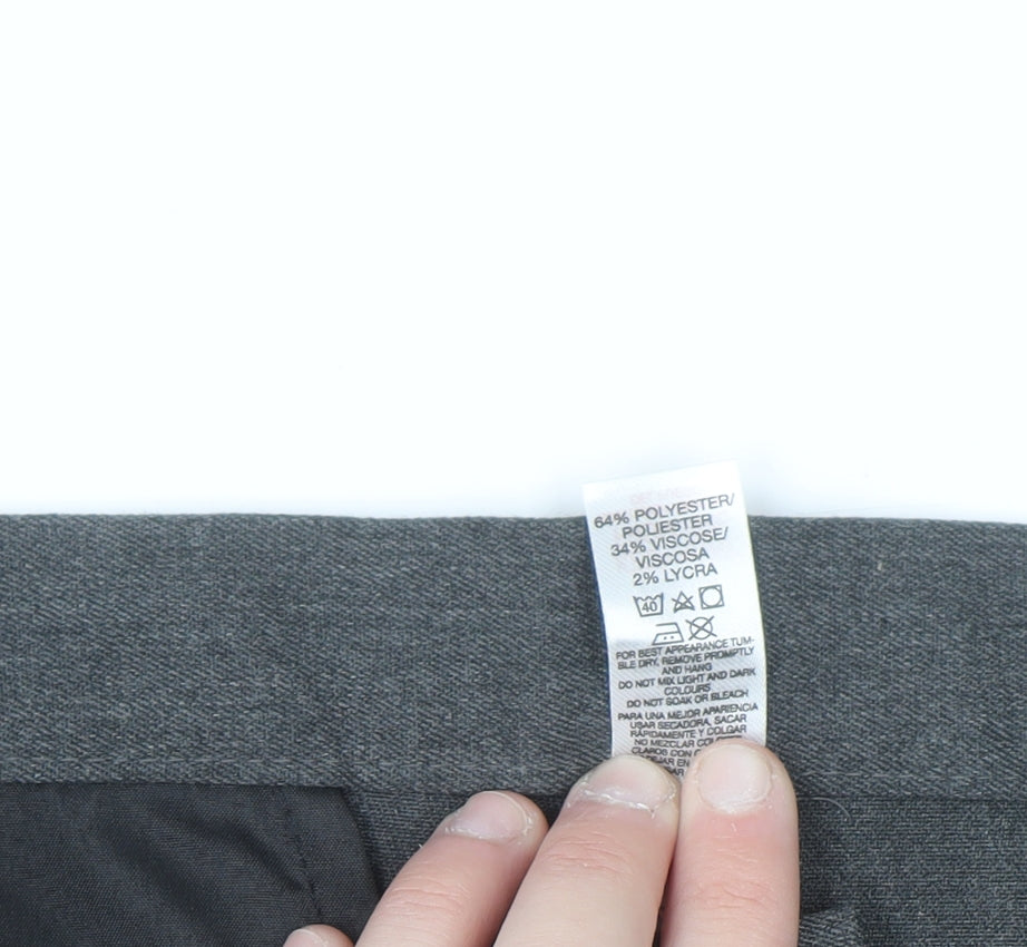Dunnes Stores Women's Grey Stretch Straight Leg Trousers Size 12