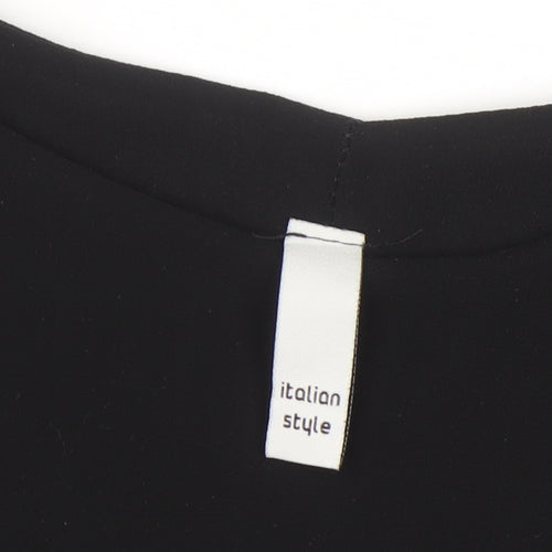 Italian Style Women’s Black Tunic Blouse Size 14 Lightweight
