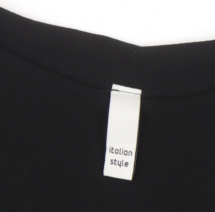 Italian Style Women’s Black Tunic Blouse Size 14 Lightweight