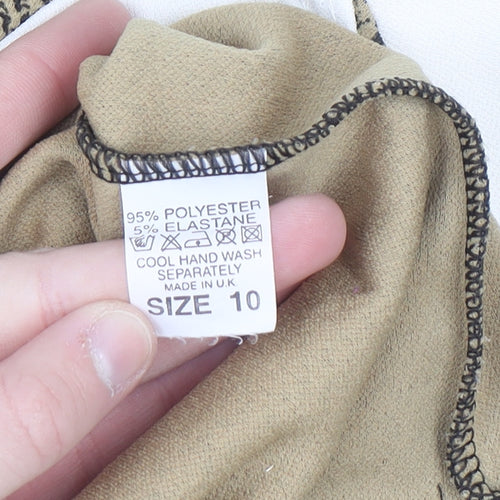 Passion Womens Beige Geometric Tunic Blouse Size 10 Long Sleeve