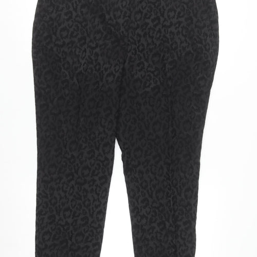 Marks and Spencer Women’s Black Animal Print Cotton Blend Trousers UK 18 Short