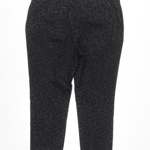 Marks and Spencer Women’s Black Animal Print Cotton Blend Trousers UK 18 Short