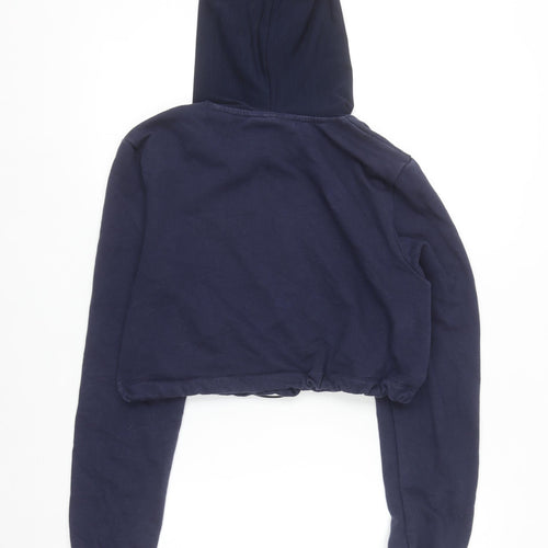 Fila Women's Navy Cropped Hoodie Size M Cotton Blend Logo Pullover