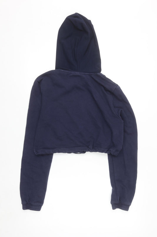 Fila Women's Navy Cropped Hoodie Size M Cotton Blend Logo Pullover