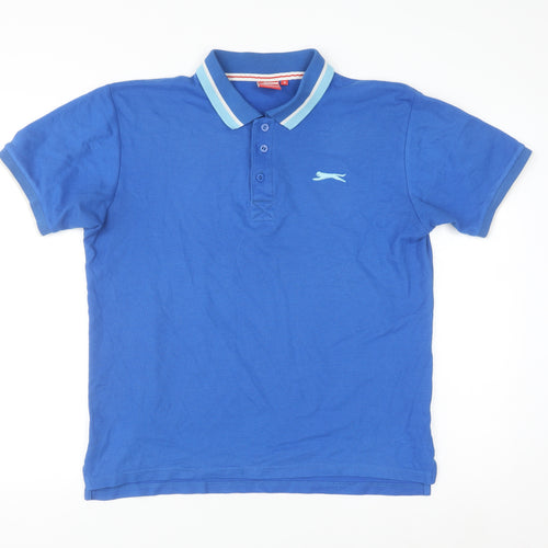 Slazenger Men's Blue Regular Fit Cotton Polo Shirt M