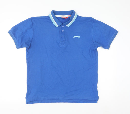 Slazenger Men's Blue Regular Fit Cotton Polo Shirt M