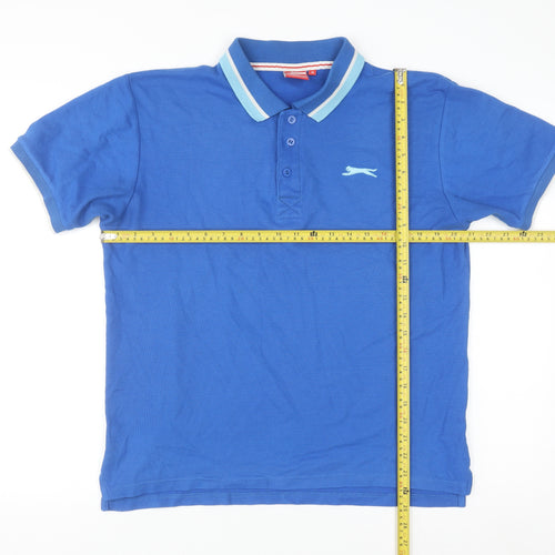 Slazenger Men's Blue Regular Fit Cotton Polo Shirt M