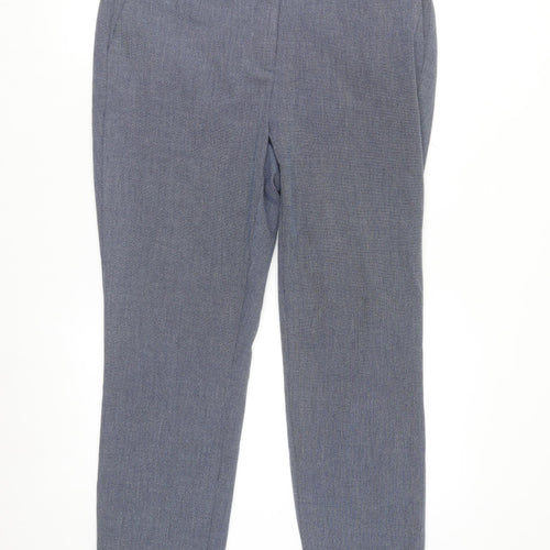 Zara Women Blue Slim Fit Cropped Tapered Trousers Size XL