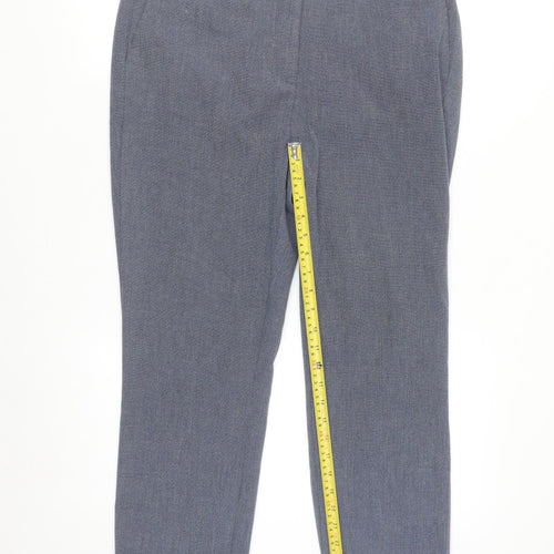 Zara Women Blue Slim Fit Cropped Tapered Trousers Size XL