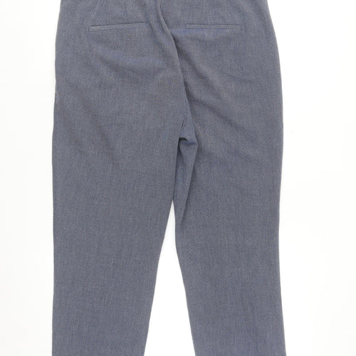 Zara Women Blue Slim Fit Cropped Tapered Trousers Size XL