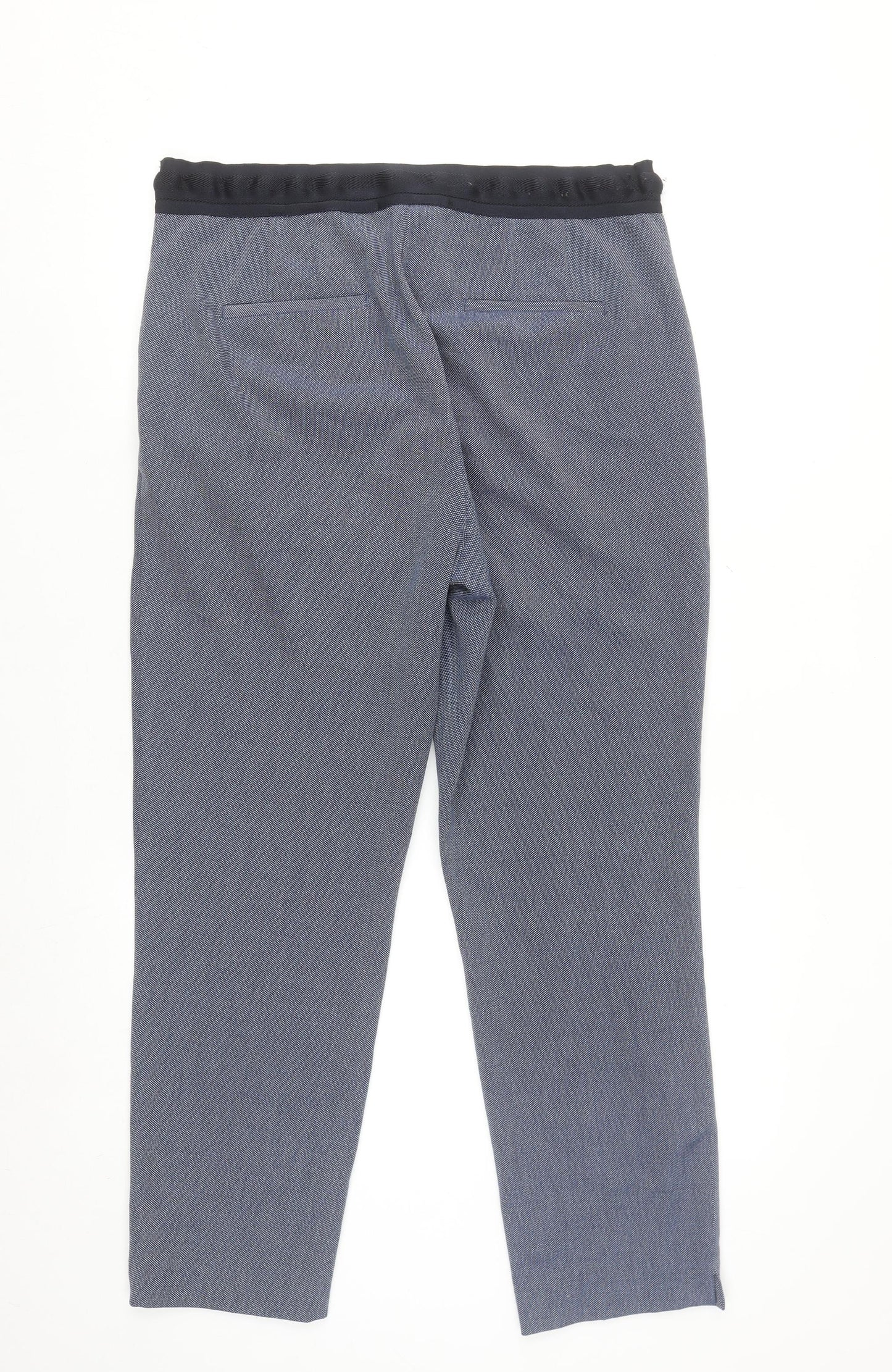 Zara Women Blue Slim Fit Cropped Tapered Trousers Size XL