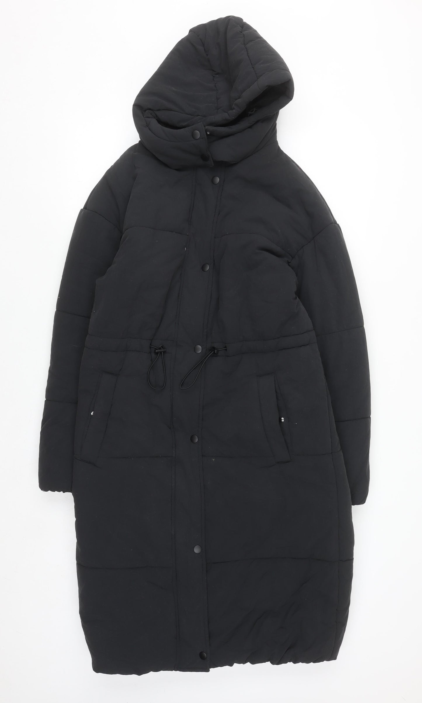 Marks and Spencer Women's Black Long Puffer Coat Size 6 Hooded Stormwear