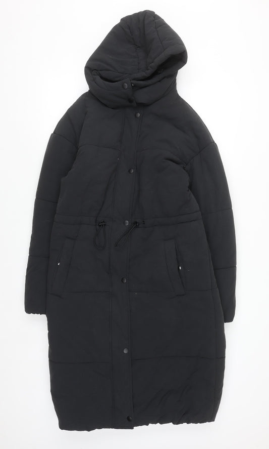 Marks and Spencer Women's Black Long Puffer Coat Size 6 Hooded Stormwear