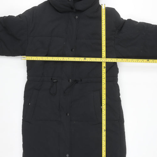Marks and Spencer Women's Black Long Puffer Coat Size 6 Hooded Stormwear