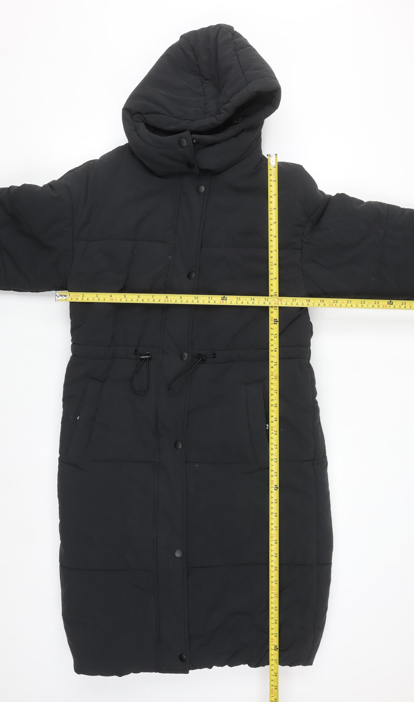 Marks and Spencer Women's Black Long Puffer Coat Size 6 Hooded Stormwear