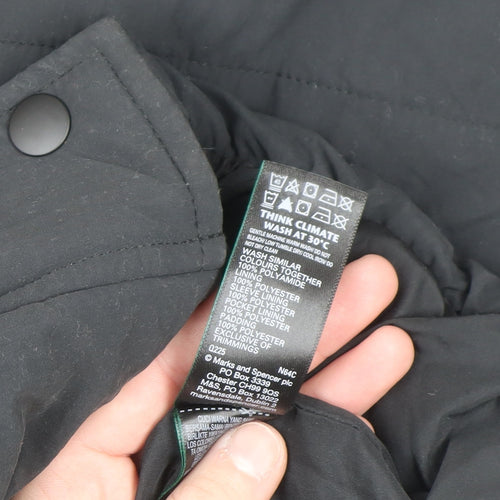 Marks and Spencer Women's Black Long Puffer Coat Size 6 Hooded Stormwear