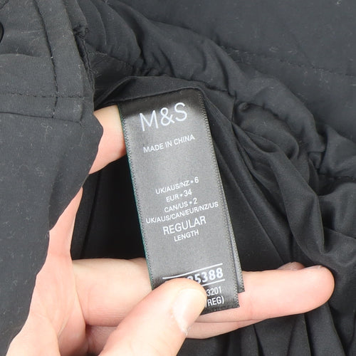 Marks and Spencer Women's Black Long Puffer Coat Size 6 Hooded Stormwear