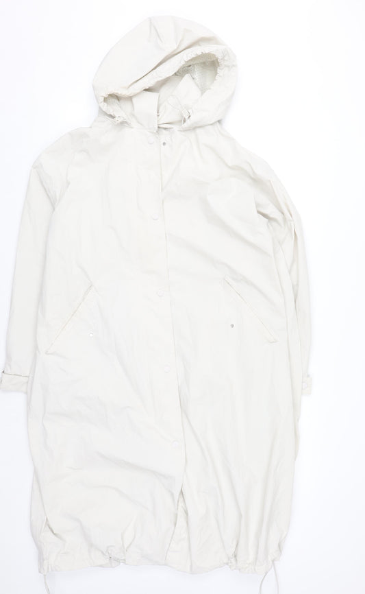 Marks and Spencer Women Petite White Waterproof Long Rain Coat Size 12