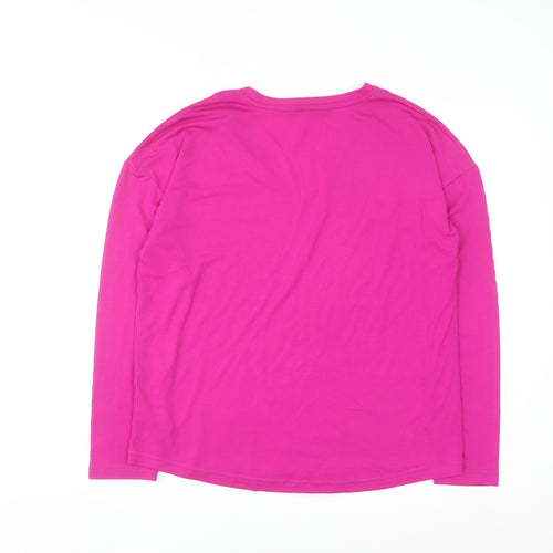 Dunnes Stores Women's Pink V-Neck Long Sleeve Basic T-Shirt XS