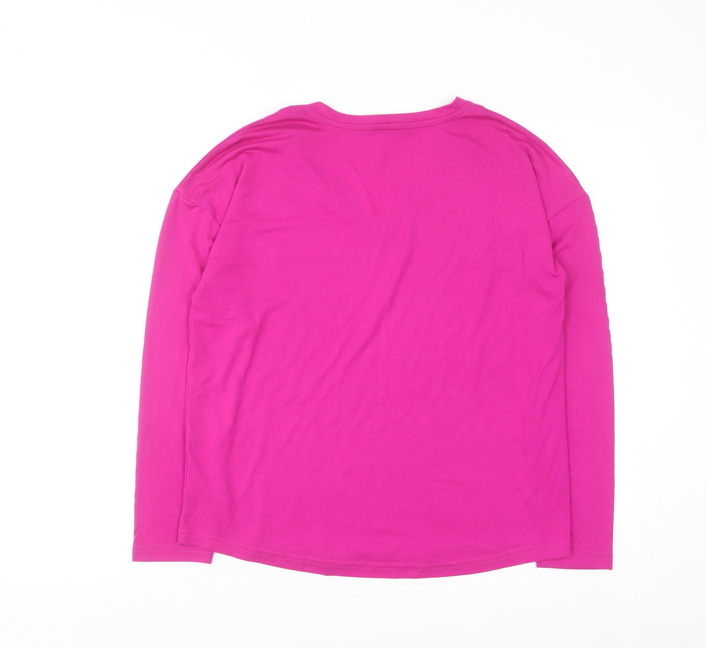 Dunnes Stores Women's Pink V-Neck Long Sleeve Basic T-Shirt XS