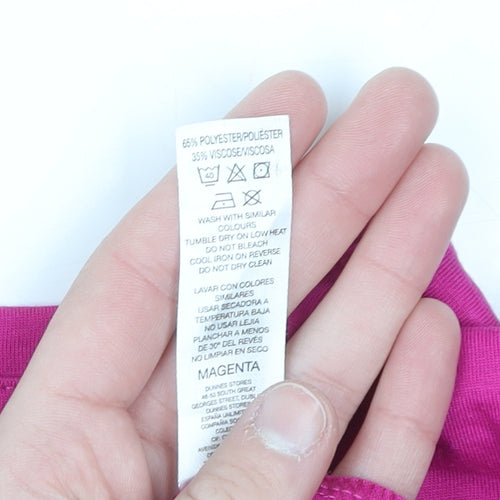Dunnes Stores Women's Pink V-Neck Long Sleeve Basic T-Shirt XS